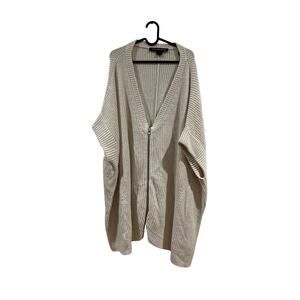 Zip up cream poncho sweater